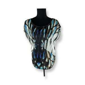 DKNY Blue and black print top